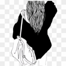 Black And White Girl Drawings, HD Png Download - tumblr png