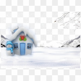 Snowman With Snow House, HD Png Download - snow png