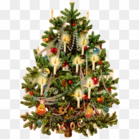 Vintage Christmas Tree Art, HD Png Download - christmas tree png