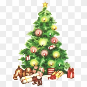 Vintage Christmas Tree Clipart, HD Png Download - christmas tree png