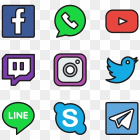 Social Media Icons Straight Line Png, Transparent Png - social media icons png