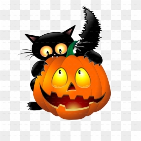 Halloween Black Cat Pumpkin Clipart, HD Png Download - pumpkin png