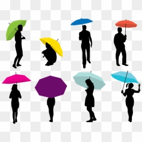 Girl Holding Umbrella Silhouette, HD Png Download - rain png