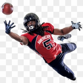 Football Player Catching The Football, HD Png Download - soccer ball png