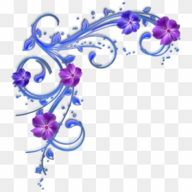 Blue And Purple Flower Borders, HD Png Download - flower border png