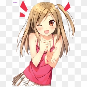 Happy Blonde Hair Anime Girl, HD Png Download - anime png