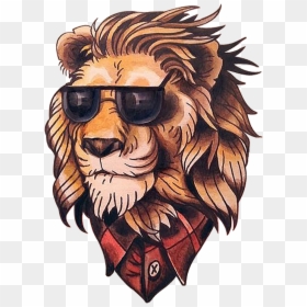 Old School Animal Tattoo, HD Png Download - lion png