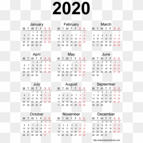 2020 Yearly Calendar Printable, HD Png Download - calendar png
