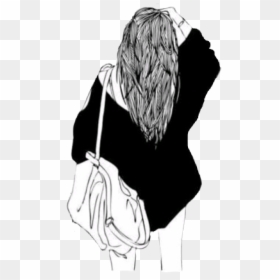 Black And White Girl Drawings, HD Png Download - girl png