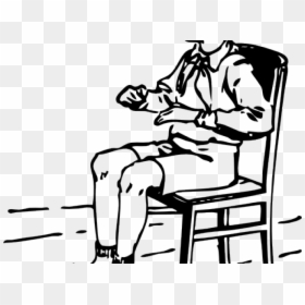 Sitting On Chair Clipart Black And White, HD Png Download - people sitting png