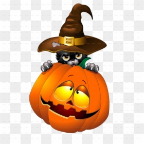 Pumpkin And Cat Vector, HD Png Download - pumpkin halloween png