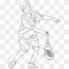 Line Art, HD Png Download - tennis player png