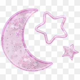 Pink Moon And Star, HD Png Download - transparent glitter png