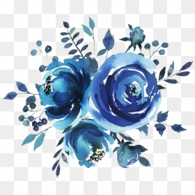 Blue Watercolor Flowers Png, Transparent Png - bunch of flowers png