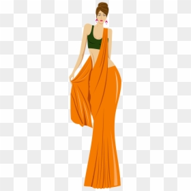 Cartoon Images Of Saree, HD Png Download - silk saree png