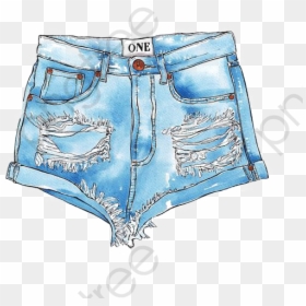 Draw Ripped Jean Shorts, HD Png Download - shorts png