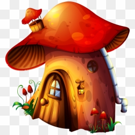 Mushroom House Vector, HD Png Download - button mushroom png