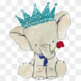Cartoon Elephant With Crown, HD Png Download - picsart clipart png