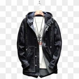 Jacket Hoodie Leather Men, HD Png Download - men coat png