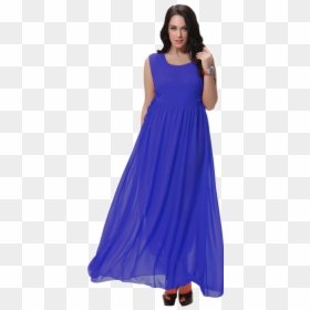 Round Pleated Gown, HD Png Download - women dress png