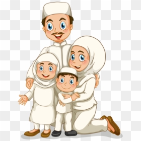 Happy Muslim Family Cartoon, HD Png Download - mother clipart png