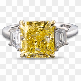 Radiant Cut Fancy Yellow Diamond, HD Png Download - ring png image