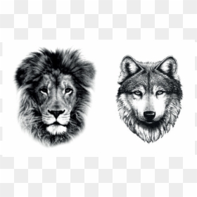 Small Wolf Head Tattoo, HD Png Download - lion tattoo png