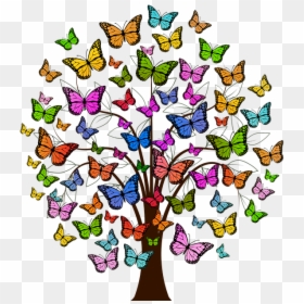 Colorful Butterfly Tree, HD Png Download - borboletas png