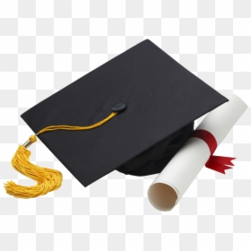 High School Diploma And Hat, HD Png Download - gold graduation cap png