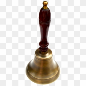 Transparent School Bell Png - Vintage Hand Bell With Wood Handle, Png Download - school bell png