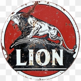 Vintage Lion Gasoline Sign - Lion Oil Porcelain Sign, HD Png Download - gasoline png