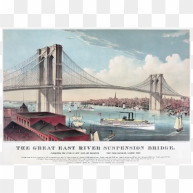 Currier And Ives Brooklyn Bridge, HD Png Download - bridge png