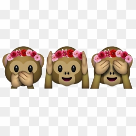 #emoji #flower #flowercrown #emojis #monkey #monkeys - 🙈 🙉 🙊 Emoji, HD Png Download - monkey emoji with flower crown png