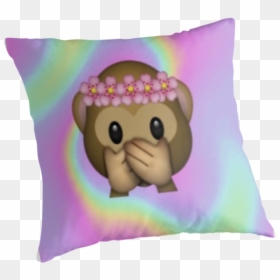Monkey Emoji With Flower Crown - Cushion, HD Png Download - monkey emoji with flower crown png