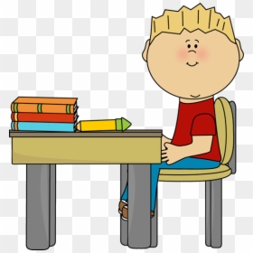 Child Sitting In Chair Clipart - Student Sitting At Desk Clipart, HD Png Download - child sitting png