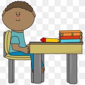 Sitting At Desk Clipart, HD Png Download - child sitting png