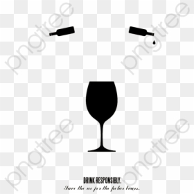 Wine Glass Clipart Black - Wine Glass, HD Png Download - wine emoji png