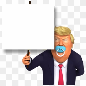 Cartoon Trump Holding Blank Sign, HD Png Download - empty sign png