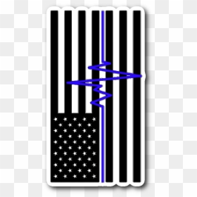 Blue Ekg Thin Blue Line Flag Sticker, HD Png Download - thin blue line flag png