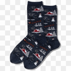 Women"s Christmas Scene Crew Socks"  Class="slick Lazy - Sock, HD Png Download - christmas pattern png