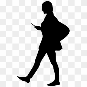 Woman, Checking, Mobile, Smartphone, Walking, Street - Woman Walking Silhouette Png, Transparent Png - woman walking silhouette png