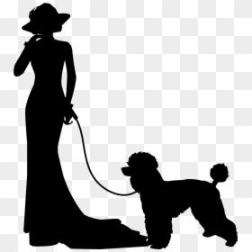 Poodle, Woman, Silhouette, Dog, Animal, Dress, Elegance, - Standard Poodle Clip Art, HD Png Download - woman walking silhouette png