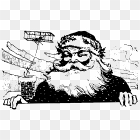 Santa Comes By Plane - Drawing, HD Png Download - santa silhouette png