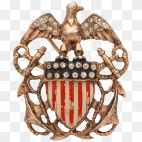 Wwii Trifari Sterling Enamel Us Navy Eagle & Anchor - Crest, HD Png Download - navy anchor png