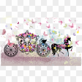 Butterfly Photography Carriage Stock Wedding Flowers - Wedding Cart Art, HD Png Download - wedding invitation png