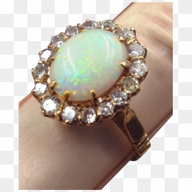 Glowing Opal Ring In 14k Rose Gold With Diamond Halo, HD Png Download - glowing halo png