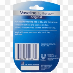 Transparent Vaseline Png - Vaseline Lip Therapy Original Ingredients, Png Download - vaseline png