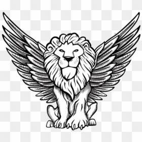 Lion With Wings Logo - Lion With Wings Drawing, HD Png Download - cartoon wings png
