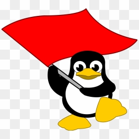 Tux, Flag, Linux, Penguin, Red, Waving - Red Flag Linux Logo, HD Png Download - linux penguin png