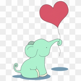 Baby Elephant With Balloon, HD Png Download - heart balloons png